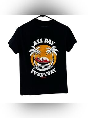 Grim Days All Day Everyday skull hammock tropical palm tree Graphic Tshirt